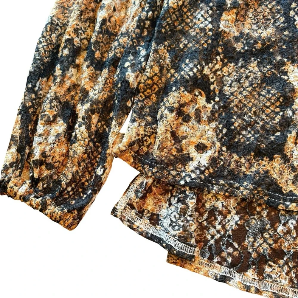 Free People Women's Size S Out For The Night Top Tunic Snake Print Drape‎ Hem